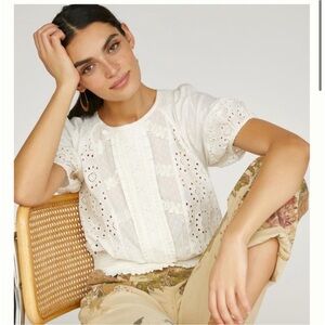 Anthropologie Porridge M Freya Lace White Blouse Shirt Top open back